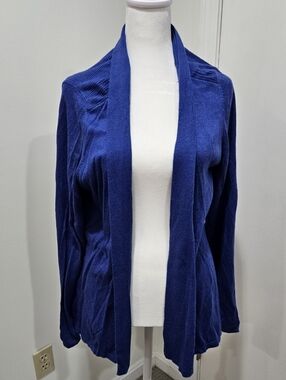 Chico's Women's Open-Front Royal Blue Sweater Cardigan Size 2